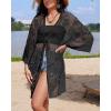imageBsubseach 2025 Kimonos for Women Lace Swimsuit Coverup Mesh Swim Cover Up Beach Vacation Sheer Kimono Duster CardigansBblack