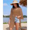 imageBsubseach 2025 Kimonos for Women Lace Swimsuit Coverup Mesh Swim Cover Up Beach Vacation Sheer Kimono Duster CardigansBbrown
