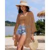 imageBsubseach 2025 Kimonos for Women Lace Swimsuit Coverup Mesh Swim Cover Up Beach Vacation Sheer Kimono Duster CardigansBbrown
