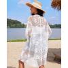 imageBsubseach 2025 Kimonos for Women Lace Swimsuit Coverup Mesh Swim Cover Up Beach Vacation Sheer Kimono Duster CardigansBwhite