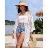 imageBsubseach 2025 Kimonos for Women Lace Swimsuit Coverup Mesh Swim Cover Up Beach Vacation Sheer Kimono Duster CardigansBwhite