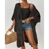 imageBsubseach Lace Kimonos for Women 2025 Swim Cover Up Summer Beach Coverup Open Front Sheer Kimono CardiganBlack 1