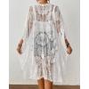 imageBsubseach Lace Kimonos for Women 2025 Swim Cover Up Summer Beach Coverup Open Front Sheer Kimono CardiganWhite 1