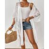 imageBsubseach Lace Kimonos for Women 2025 Swim Cover Up Summer Beach Coverup Open Front Sheer Kimono CardiganWhite 1