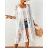 imageBsubseach Lace Kimonos for Women 2025 Swim Cover Up Summer Beach Coverup Open Front Sheer Kimono CardiganWhite 1