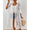 imageBsubseach Lace Kimonos for Women 2025 Swim Cover Up Summer Beach Coverup Open Front Sheer Kimono CardiganWhite 1