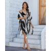 imageBsubseach Striped Kimono for Women 2025 Swimsuit Coverup Boho Beach Cover Up Open Front Cardigan Summer Short Robe Black White S