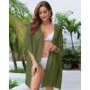 imageBsubseach Women Chiffon Kimono Cardigan Beach Cover Up Lace Swimsuit Coverup Open Front Casual Summer TopsArmy Green