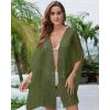 imageBsubseach Women Chiffon Kimono Cardigan Beach Cover Up Lace Swimsuit Coverup Open Front Casual Summer TopsArmy Green
