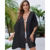 imageBsubseach Women Chiffon Kimono Cardigan Beach Cover Up Lace Swimsuit Coverup Open Front Casual Summer TopsBlack