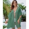 imageBsubseach Women Chiffon Kimono Cardigan Beach Cover Up Lace Swimsuit Coverup Open Front Casual Summer TopsGreen