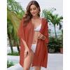 imageBsubseach Women Chiffon Kimono Cardigan Beach Cover Up Lace Swimsuit Coverup Open Front Casual Summer TopsRust Red