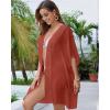 imageBsubseach Women Chiffon Kimono Cardigan Beach Cover Up Lace Swimsuit Coverup Open Front Casual Summer TopsRust Red