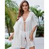 imageBsubseach Women Chiffon Kimono Cardigan Beach Cover Up Lace Swimsuit Coverup Open Front Casual Summer TopsWhite