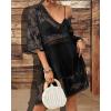 imageBsubseach Women Lace Swimsuit Cover Up Bathing Suit Coverups VNeck Swimwear Beach Vacation DressBlack