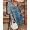imageBsubseach Women Lace Swimsuit Cover Up Bathing Suit Coverups VNeck Swimwear Beach Vacation DressBlue