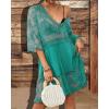 imageBsubseach Women Lace Swimsuit Cover Up Bathing Suit Coverups VNeck Swimwear Beach Vacation DressBrilliant Green