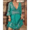 imageBsubseach Women Lace Swimsuit Cover Up Bathing Suit Coverups VNeck Swimwear Beach Vacation DressBrilliant Green