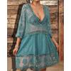 imageBsubseach Women Lace Swimsuit Cover Up Bathing Suit Coverups VNeck Swimwear Beach Vacation DressGreen