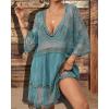 imageBsubseach Women Lace Swimsuit Cover Up Bathing Suit Coverups VNeck Swimwear Beach Vacation DressGreen