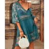 imageBsubseach Women Lace Swimsuit Cover Up Bathing Suit Coverups VNeck Swimwear Beach Vacation DressPeacock Blue