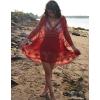 imageBsubseach Women Lace Swimsuit Cover Up Bathing Suit Coverups VNeck Swimwear Beach Vacation DressRed