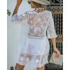 imageBsubseach Women Lace Swimsuit Cover Up Bathing Suit Coverups VNeck Swimwear Beach Vacation DressWhite