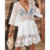 imageBsubseach Women Lace Swimsuit Cover Up Bathing Suit Coverups VNeck Swimwear Beach Vacation DressWhite