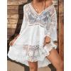 imageBsubseach Women Lace Swimsuit Cover Up Bathing Suit Coverups VNeck Swimwear Beach Vacation DressWhite