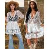 imageBsubseach Women Lace Swimsuit Cover Up Bathing Suit Coverups VNeck Swimwear Beach Vacation DressWhite