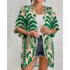 imageBsubseach Womens Kimono Swimsuit Coverup Boho Floral Print Cardigan Half Sleeve Beach Bathing Suit Cover Up Loose TopsBeige  Green