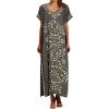 imageBusbseach Caftan Dresses for Women Embroidery Short Sleeve Beach Cover Up V Neck Maxi Kaftan DressArmy Green