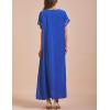 imageBusbseach Caftan Dresses for Women Embroidery Short Sleeve Beach Cover Up V Neck Maxi Kaftan DressRoyal Blue