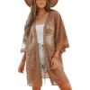 imageBsubseach 2025 Kimonos for Women Lace Swimsuit Coverup Mesh Swim Cover Up Beach Vacation Sheer Kimono Duster CardigansBbrown