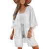 imageBsubseach 2025 Kimonos for Women Lace Swimsuit Coverup Mesh Swim Cover Up Beach Vacation Sheer Kimono Duster CardigansBwhite