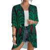 imageBsubseach Womens Kimono Swimsuit Coverup Boho Floral Print Cardigan Half Sleeve Beach Bathing Suit Cover Up Loose TopsBlack  Green