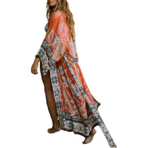 imageBsubseach Beach Cover Ups for Women 2025 Kimonos Robe Cardigans Long Beach Dress Swimsuit Cover Up with BeltRed