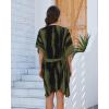 imageBsubseach Striped Kimono for Women 2025 Swimsuit Coverup Boho Beach Cover Up Open Front Cardigan Summer Short RobeBlack Green