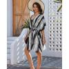 imageBsubseach Striped Kimono for Women 2025 Swimsuit Coverup Boho Beach Cover Up Open Front Cardigan Summer Short RobeBlack White