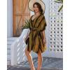 imageBsubseach Striped Kimono for Women 2025 Swimsuit Coverup Boho Beach Cover Up Open Front Cardigan Summer Short RobeBlack Yellow