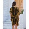 imageBsubseach Striped Kimono for Women 2025 Swimsuit Coverup Boho Beach Cover Up Open Front Cardigan Summer Short RobeBlack Yellow