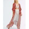 imageBsubseach Women Long Kimono Swimsuit Cover Ups Chiffon Maxi Cardigan Open Front Bathing Suit Lightweight Duster BeachwearRed