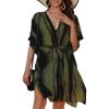 imageBsubseach Striped Kimono for Women 2025 Swimsuit Coverup Boho Beach Cover Up Open Front Cardigan Summer Short RobeBlack Green