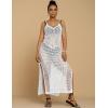 imageBsubseach 2025 Beach Cover Up for Women Crochet Slit Dress Swimsuit Sleeveless Hollow Out Summer Bikini CoverupXwhite
