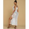 imageBsubseach 2025 Beach Cover Up for Women Crochet Slit Dress Swimsuit Sleeveless Hollow Out Summer Bikini CoverupXwhite