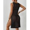 imageBsubseach 2025 Crochet Beach Cover Ups for Women Beach Dress Swimwear Sexy Slit Pool Bikini Swimsuit Hollow Out CoverupBlack