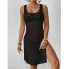 imageBsubseach 2025 Crochet Beach Cover Ups for Women Beach Dress Swimwear Sexy Slit Pool Bikini Swimsuit Hollow Out CoverupBlack