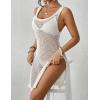 imageBsubseach 2025 Crochet Beach Cover Ups for Women Beach Dress Swimwear Sexy Slit Pool Bikini Swimsuit Hollow Out CoverupWhite