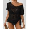 imageBsubseach Bathing Suit Cover Up for Women Hollow Out Crochet Coverups Beach Dress 2026 Vacation OutfitsBlack