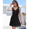 imageBsubseach Beach Cover Ups Dress  Women V Neck Swimsuit Coverup Elastic Waist Summer Coverups for Swimwear Mini DressesBlack